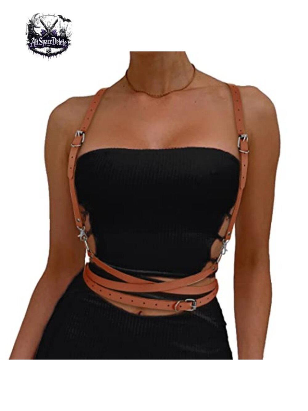 PU Faux Leather Harness Belt for Women Adjustable Punk Goth Waist Belt
